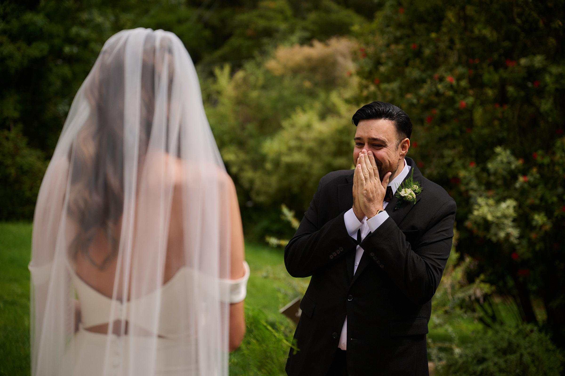 groom-first-look-reaction-santa-barbara-private-estate-wedding